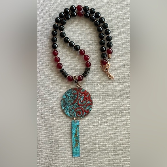 26 inch Jade, Copper and Onyx bead necklace NWOT - Picture 9 of 15